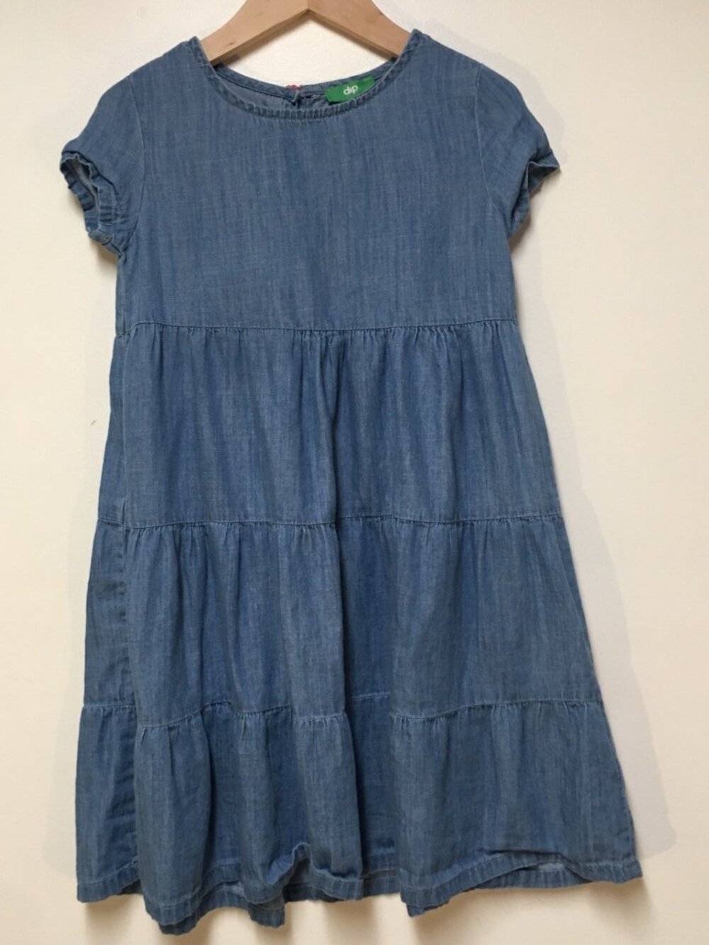 Dip‎ Girls XS 4/5 Dress Blue Denim Ruffle Tiered Fit & Flare Midi Cotton Western